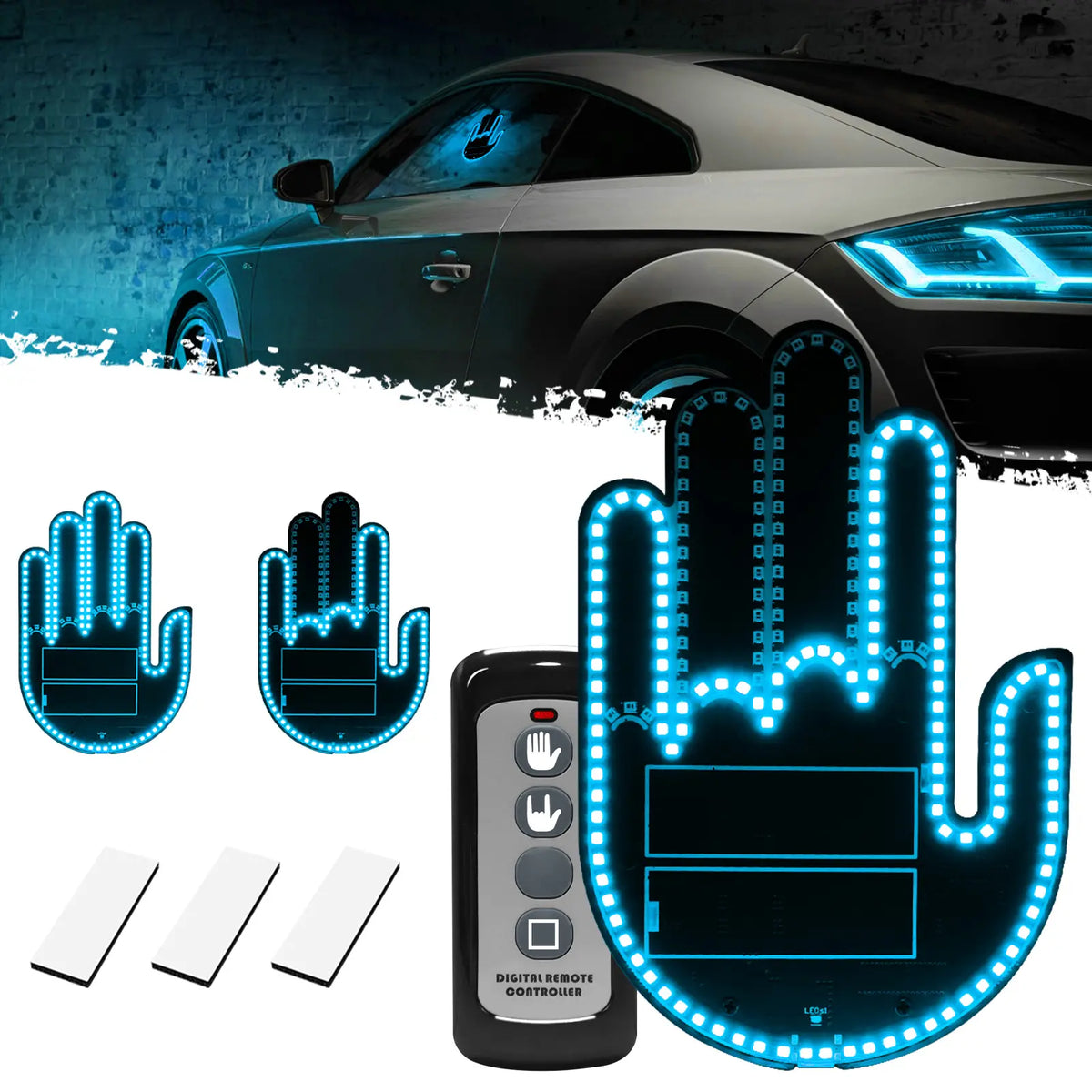 DIBMS Remote Control LED Car Gesture Light โ Rechargeable Finger Hand Sign for Rear Window