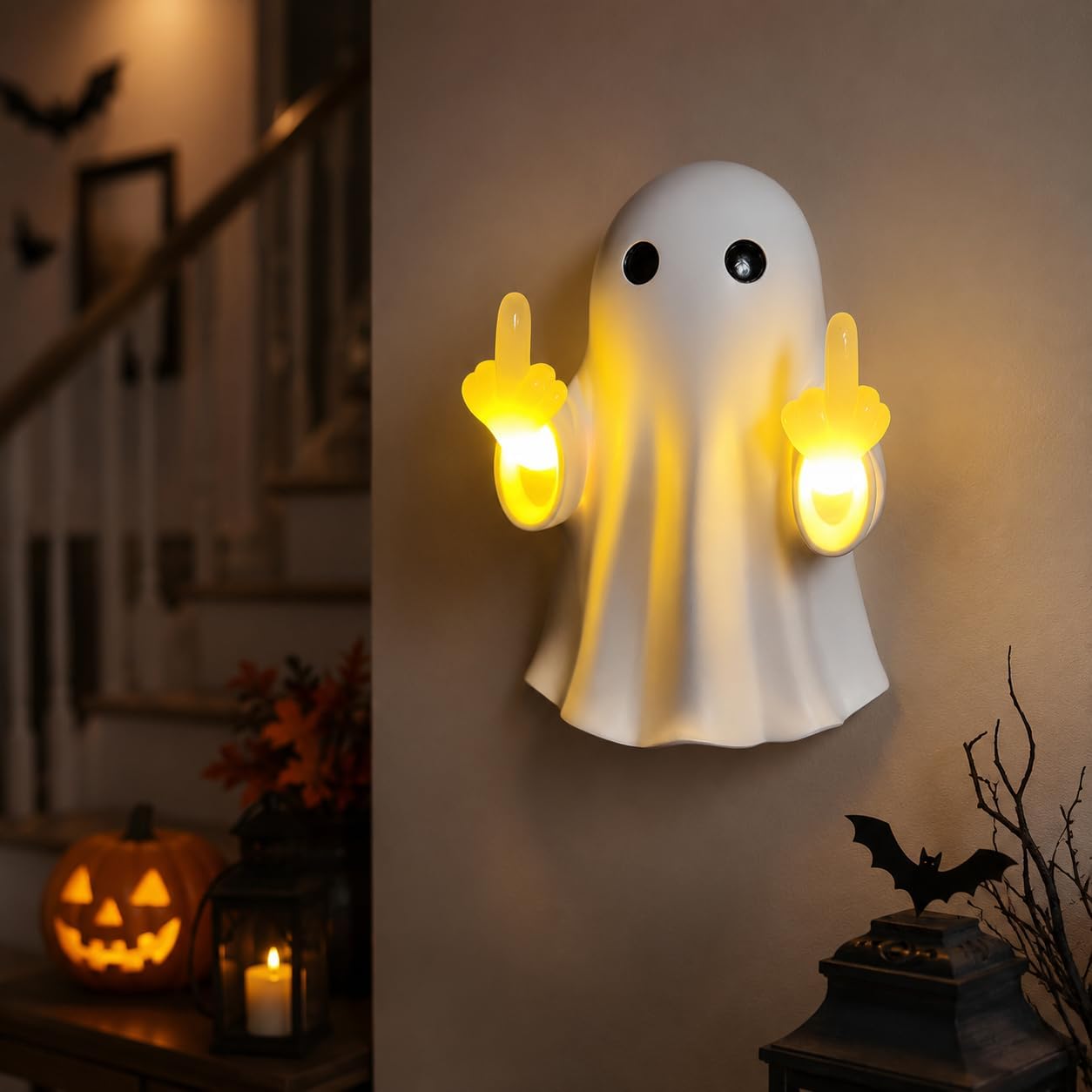 👻Ghost Wall Light - Cute Ghost Night Light with Middle Finger Gesture