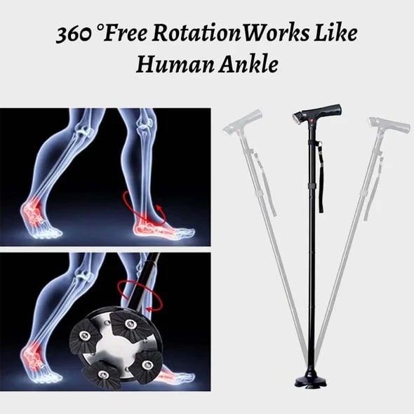 🦯💡 LIMITED-TIME 50% OFF! Multifunction Folding Walking Cane – Built-In Light, Emergency Alarm, Quad Base & 5-Level Height Adjustment