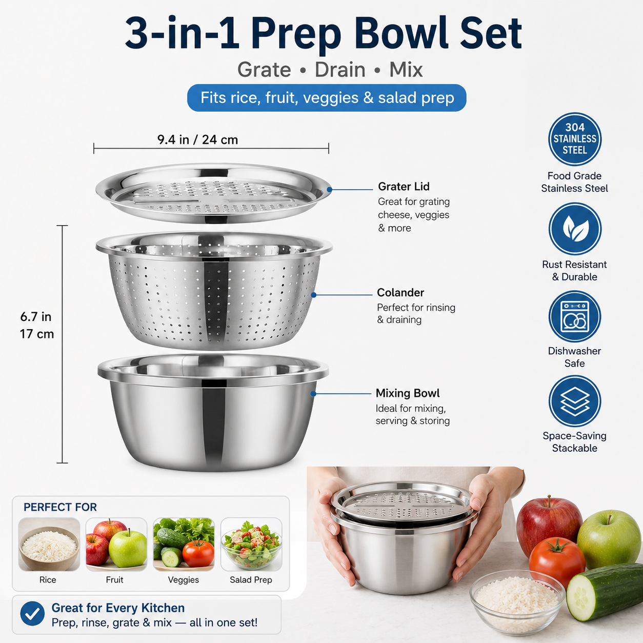 🔥 NEW HOT SALE 🔥Multifunctional Stainless Steel Basin