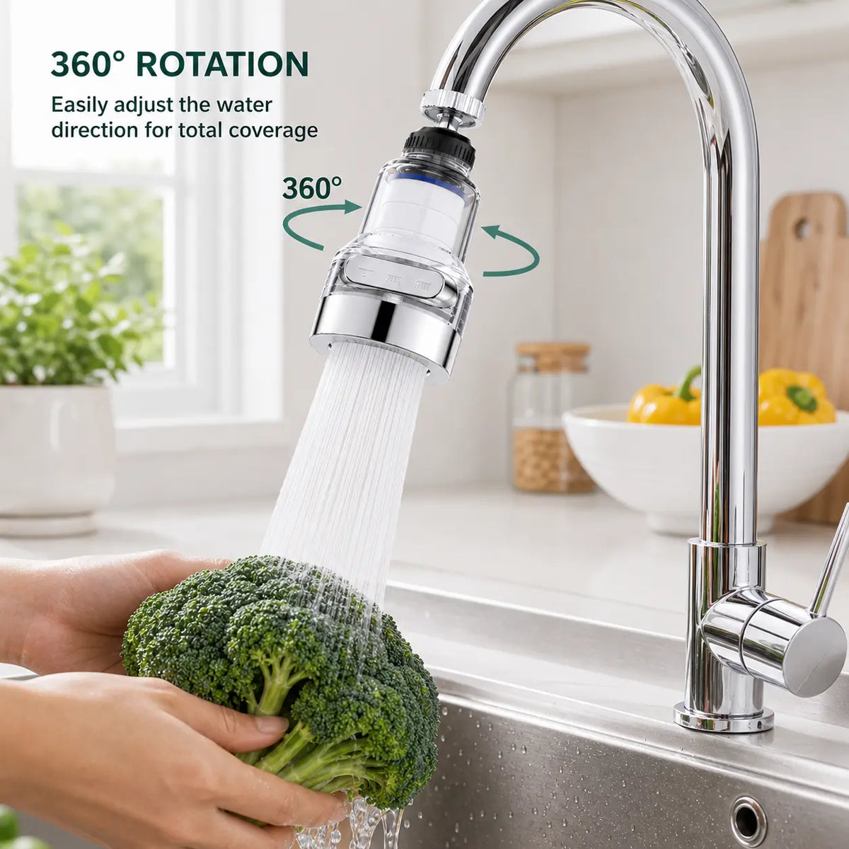 360° Rotating Faucet Aerator Filter, 6-Layer Filter with 3 Water Modes( Includes 10 Replacement Filters )