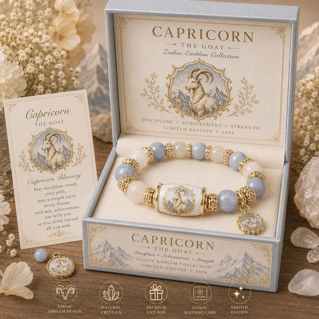 🔥🔥Limited Edition💫 12 Zodiac Bracelet – Natural Chalcedony, Your Sign, Your Energy
