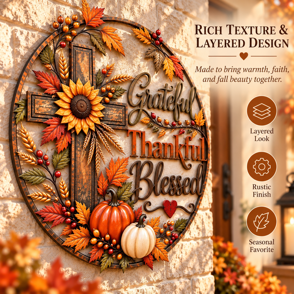 🍂 Grateful • Thankful • Blessed™ Fall Faith Wall Decor ✝️🌻