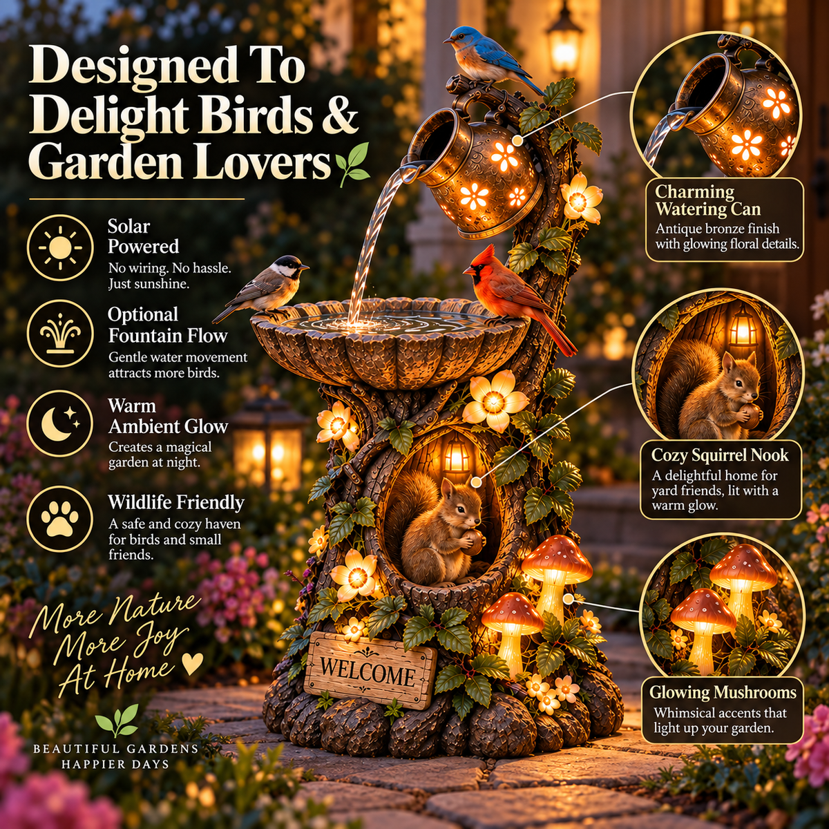 ⏰ Limited Stock 49% OFF - 🐿️ Solar Birdbath Fountain Garden Decor