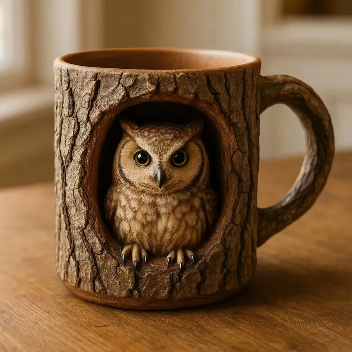 Handmade Tree Hollow Mug – Unique Woodland-Inspired 3D Coffee Cup