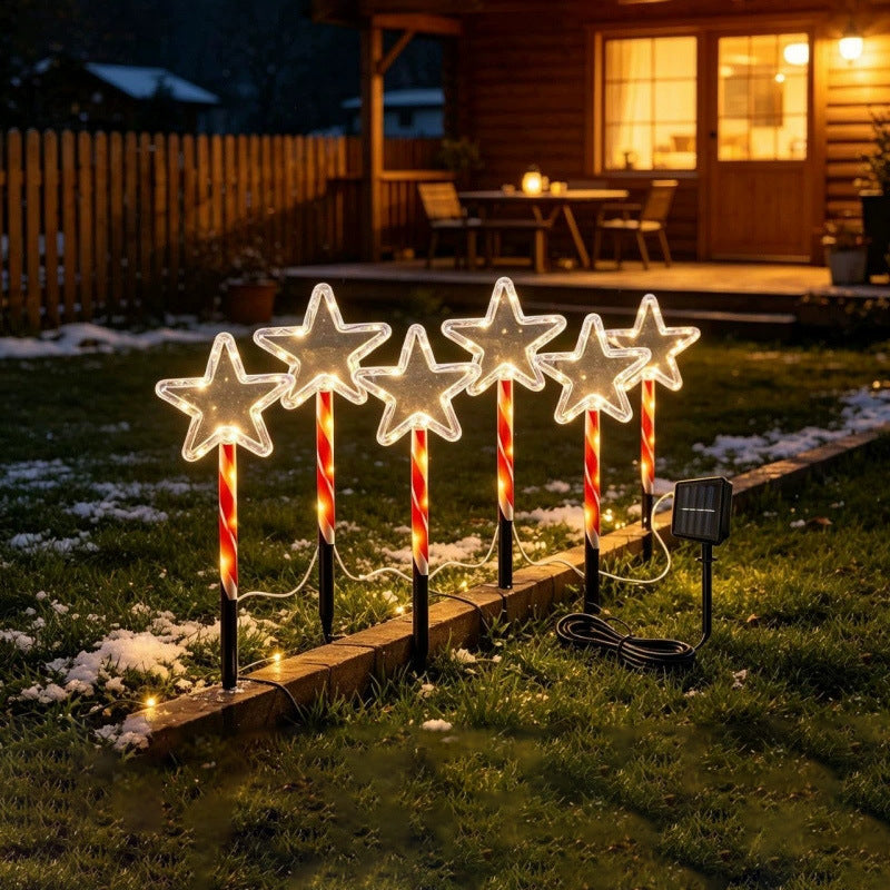 🎄🍭 Solar Candy Cane Garden Lights – 5-Piece Christmas Pathway Glow Set