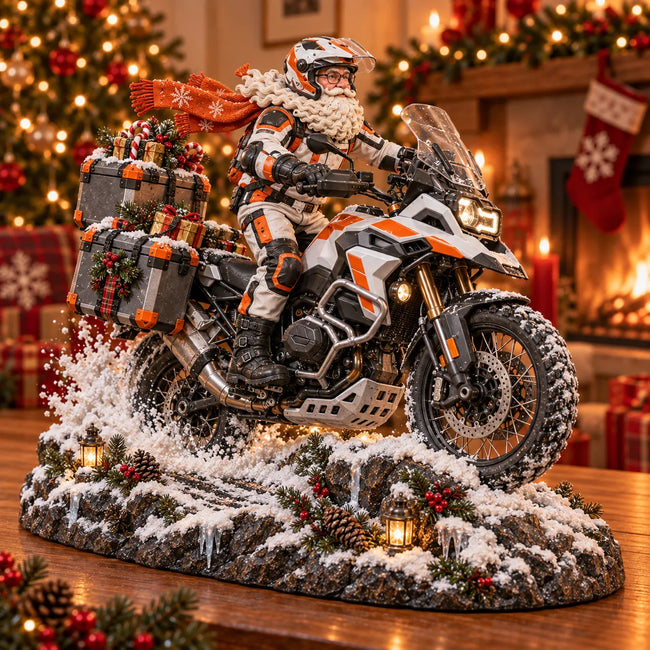Snowbound Adventure Rider Santa motorcycle keepsake