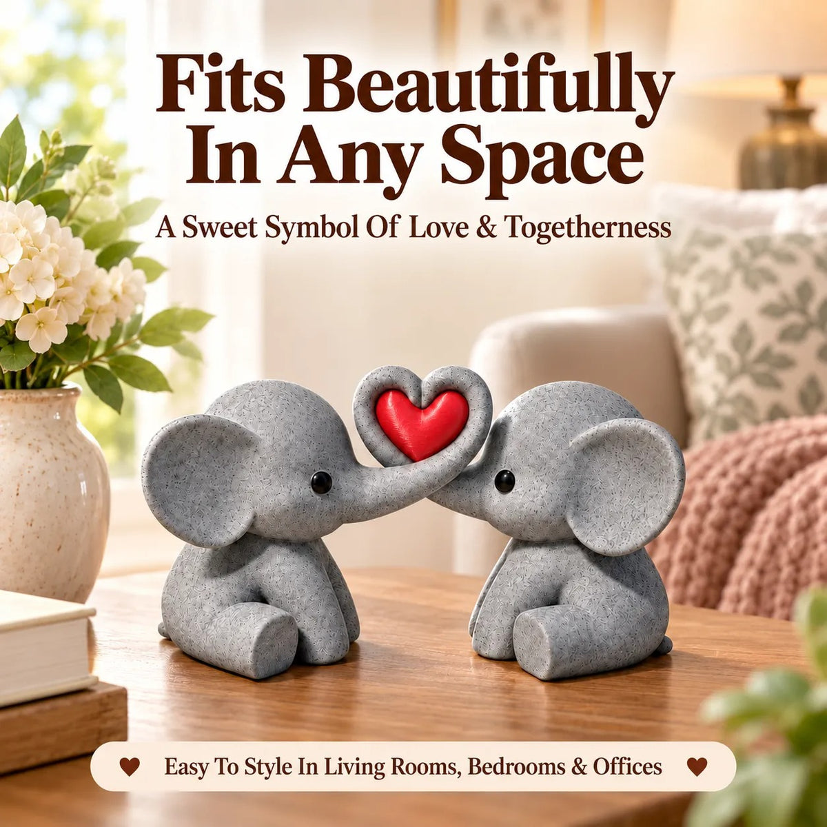 🐘 Elephant Couple Heart Decor – A Sweet Symbol of Love & Togetherness