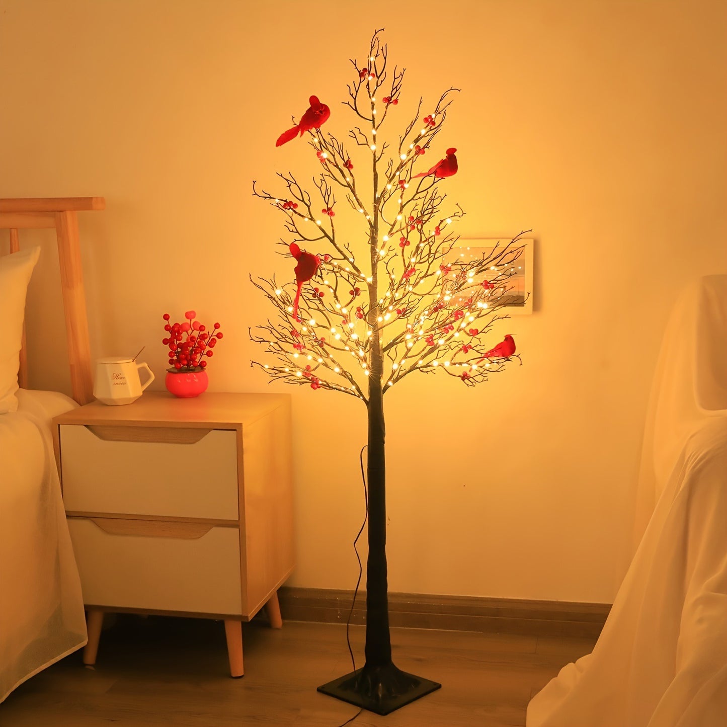✨ 2026 Vintage Glowing Cardinal Tree