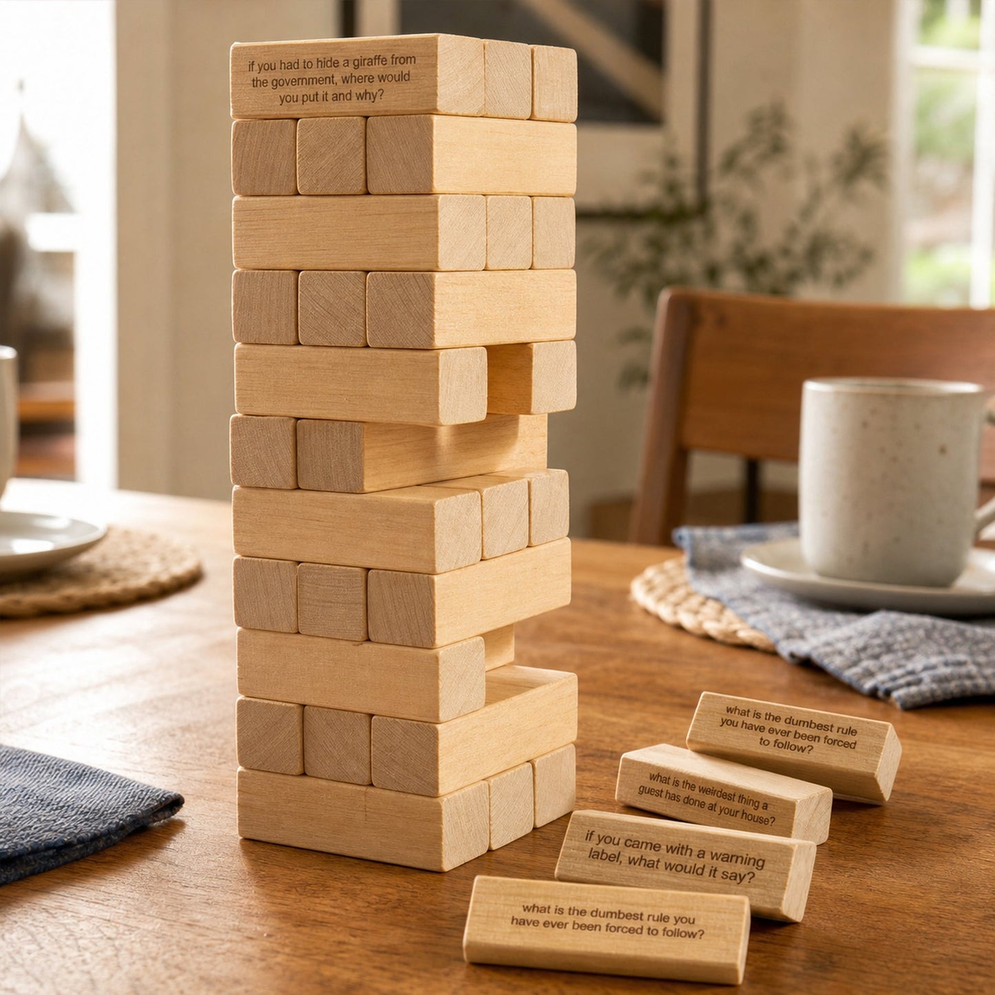 😆Ice Breaker Questions Tumbling Tower Game