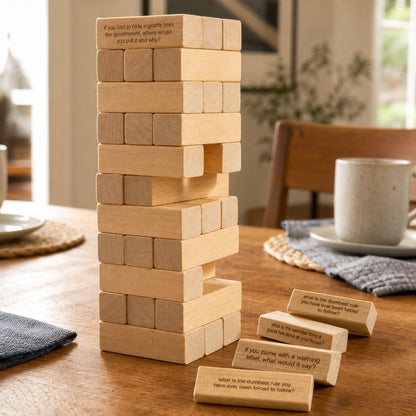 😆Ice Breaker Questions Tumbling Tower Game