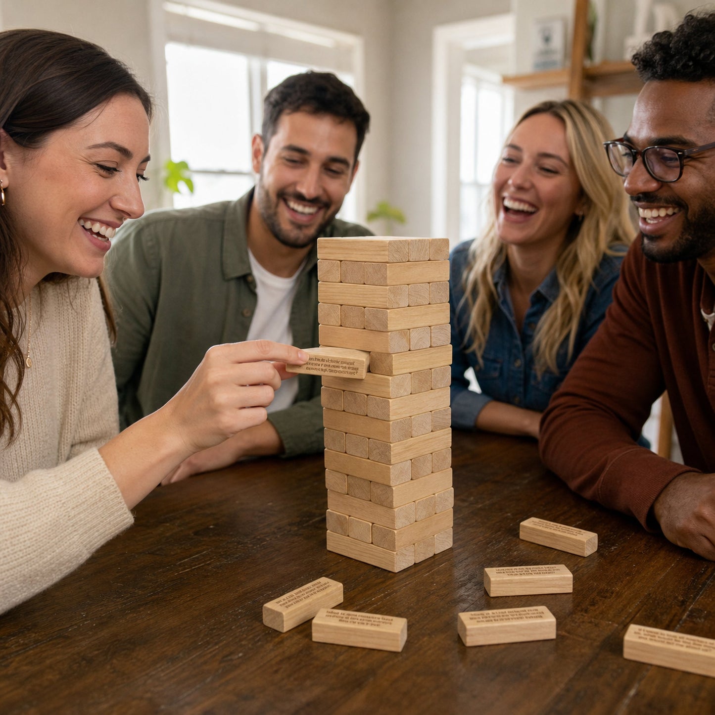 😆Ice Breaker Questions Tumbling Tower Game