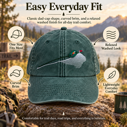 🏔️ Pull-Up Climber Interactive Mountain Hat – Vintage Washed Hiking Cap