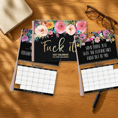 2027 Funny Swear Word Wall Calendar – 'Fu*k It' Floral Calendar for Tired-Ass Women