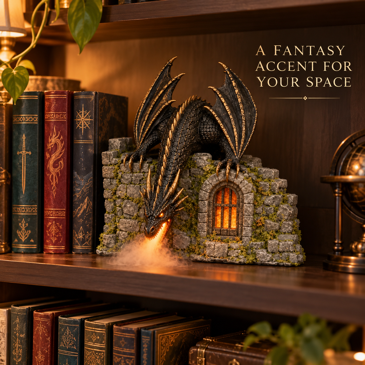 🐉 Dragon Castle Mist Sprayer | LED Fire Breath Light, Humidifier & Air Purifier