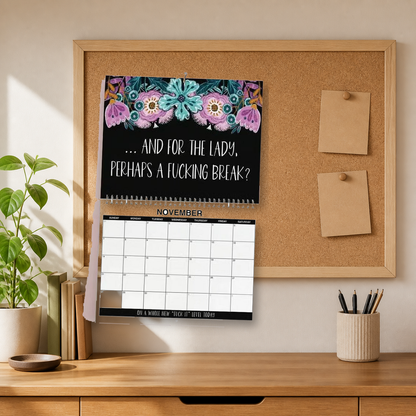 2027 Funny Swear Word Wall Calendar – 'Fu*k It' Floral Calendar for Tired-Ass Women