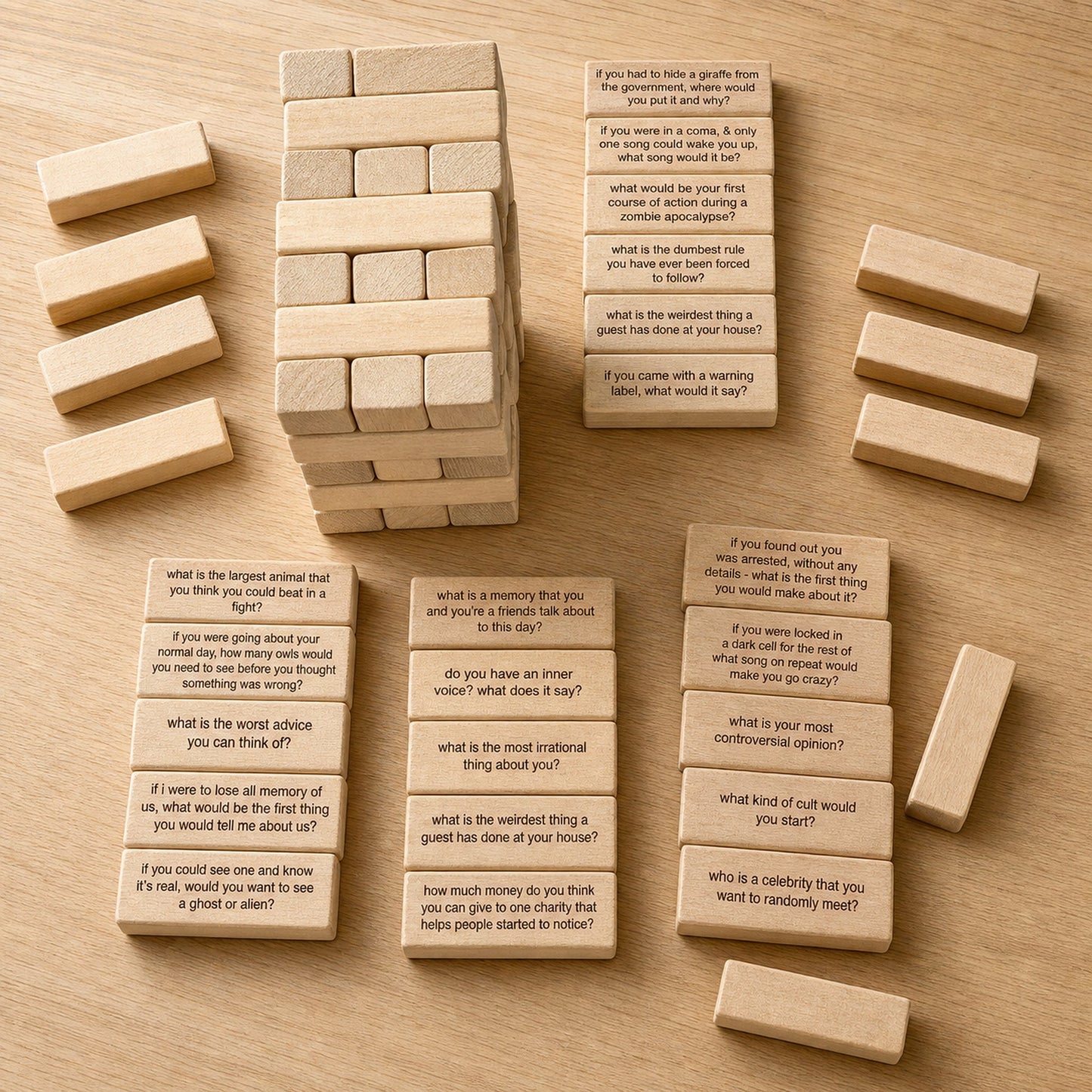 😆Ice Breaker Questions Tumbling Tower Game
