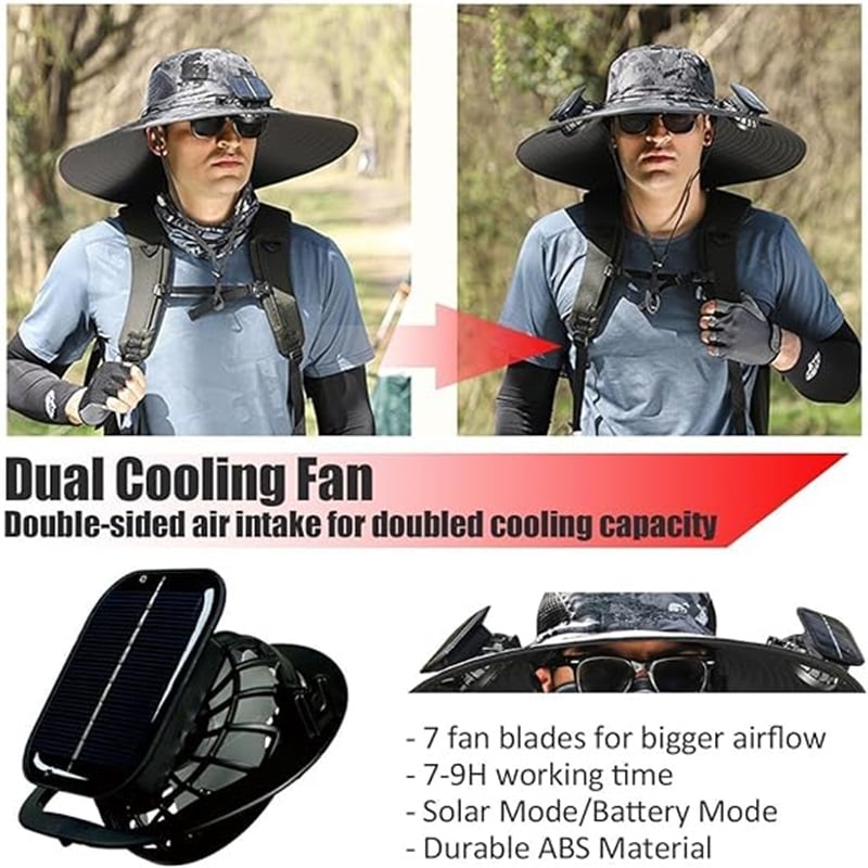 🔥Last Day Sale🔥 - Outdoor Wide Brim Sun Hat With Solar Fan