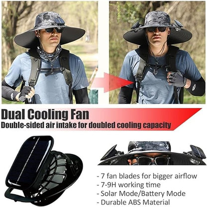 🔥Last Day Sale🔥 - Outdoor Wide Brim Sun Hat With Solar Fan