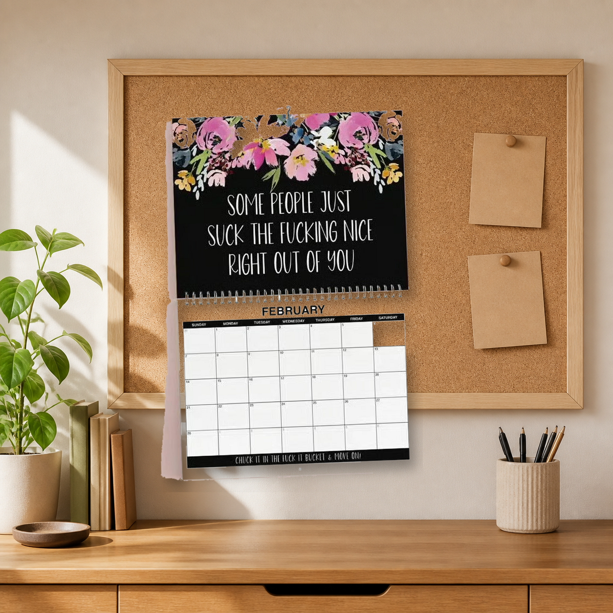 2027 Funny Swear Word Wall Calendar – 'Fu*k It' Floral Calendar for Tired-Ass Women