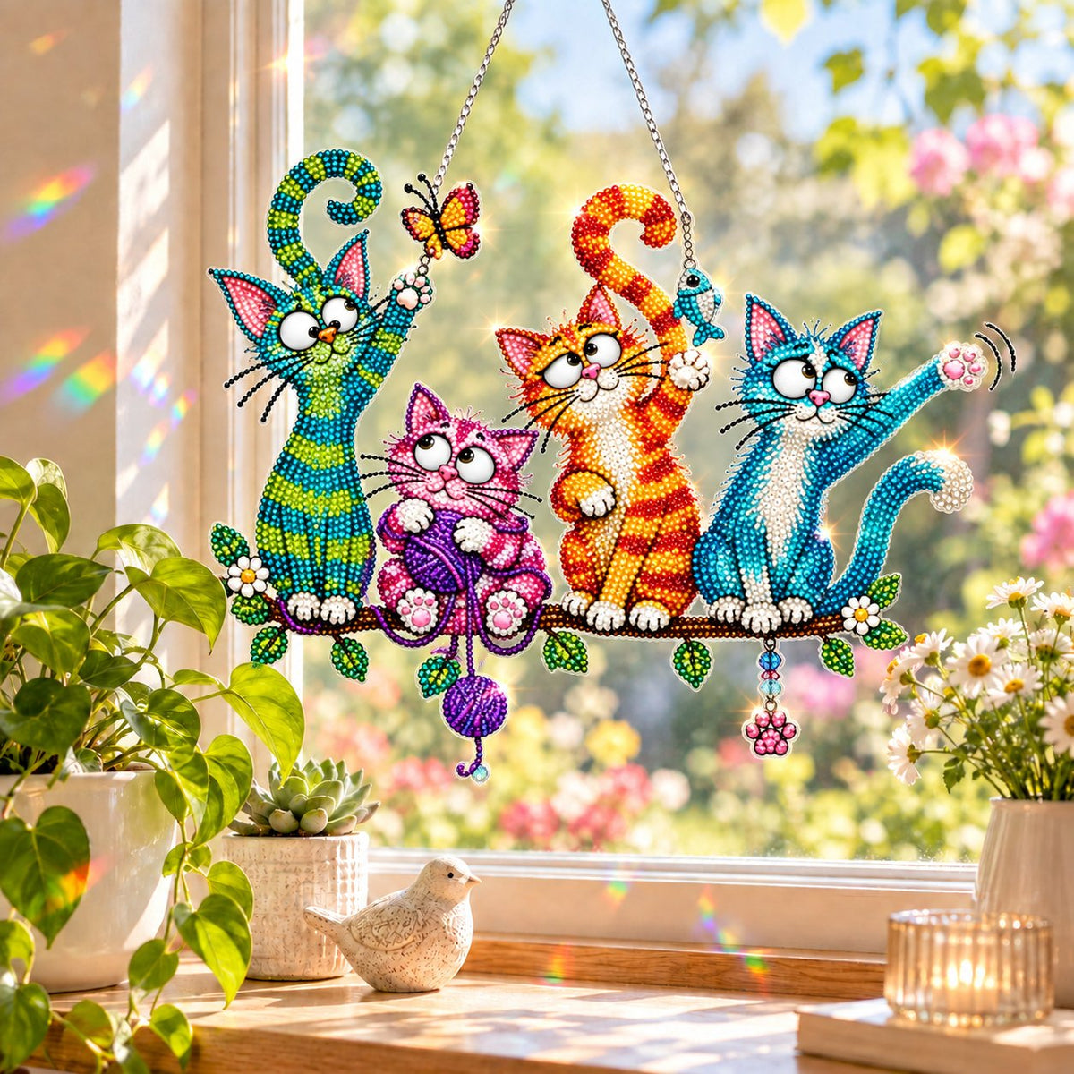 🐦✨ Sunny Birds Diamond Art Suncatcher DIY Kit