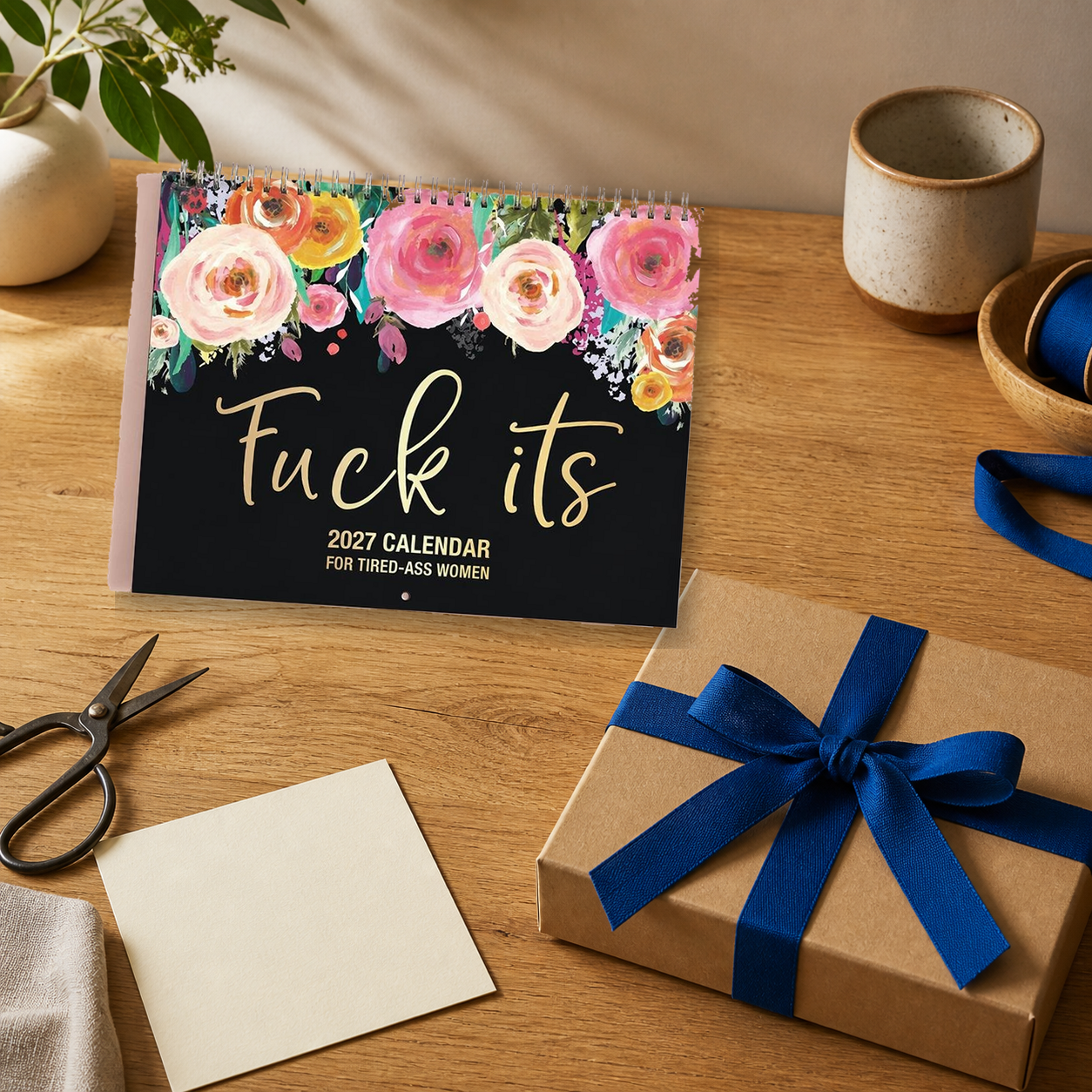 2027 Funny Swear Word Wall Calendar – 'Fu*k It' Floral Calendar for Tired-Ass Women