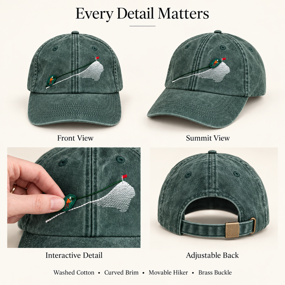 🏔️ Pull-Up Climber Interactive Mountain Hat – Vintage Washed Hiking Cap