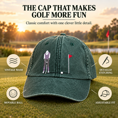 ⛳Interactive Golf Ball Cap – Vintage Washed Embroidered Golf Hat