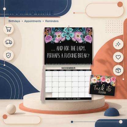 2027 Funny Swear Word Wall Calendar – 'Fu*k It' Floral Calendar for Tired-Ass Women