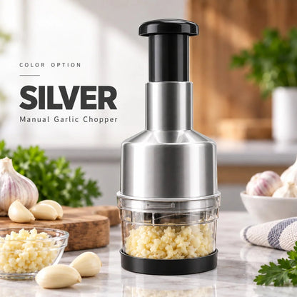 Chop Garlic Faster – Press-Down Manual Food Chopper