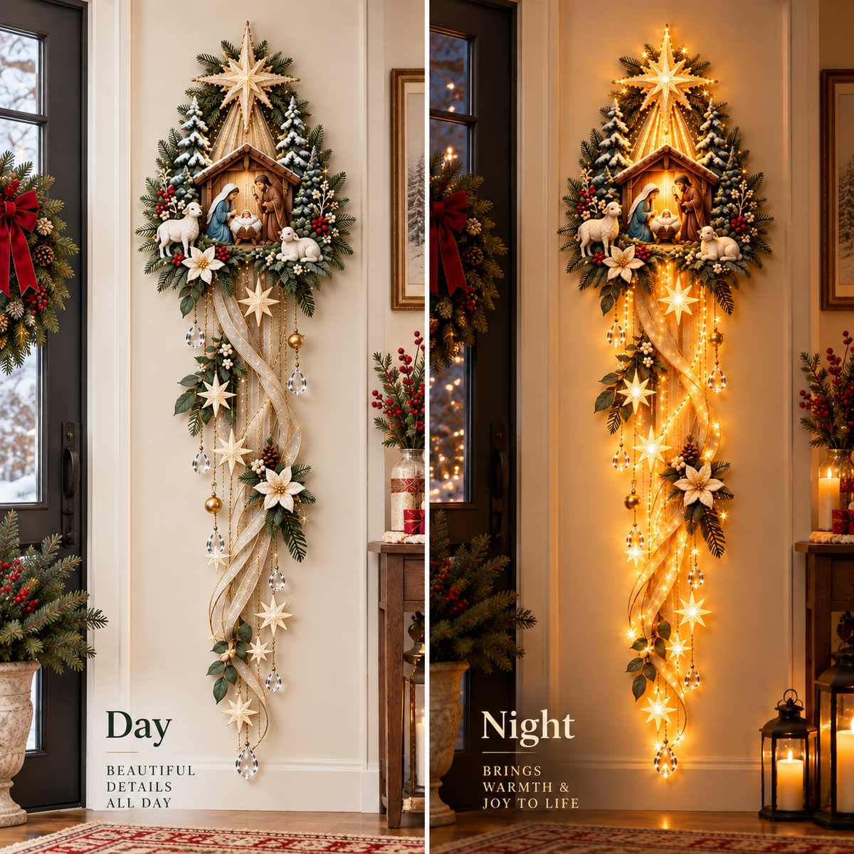 ⏳ Last Day 49% OFF – ✝️ Nativity Starfall Wall Light | Warm Golden Bethlehem Glow for Christmas Walls & Faith-Filled Homes ⭐