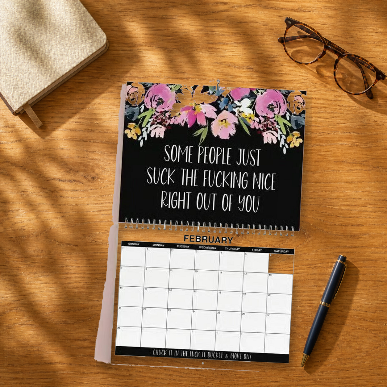 2027 Funny Swear Word Wall Calendar – 'Fu*k It' Floral Calendar for Tired-Ass Women