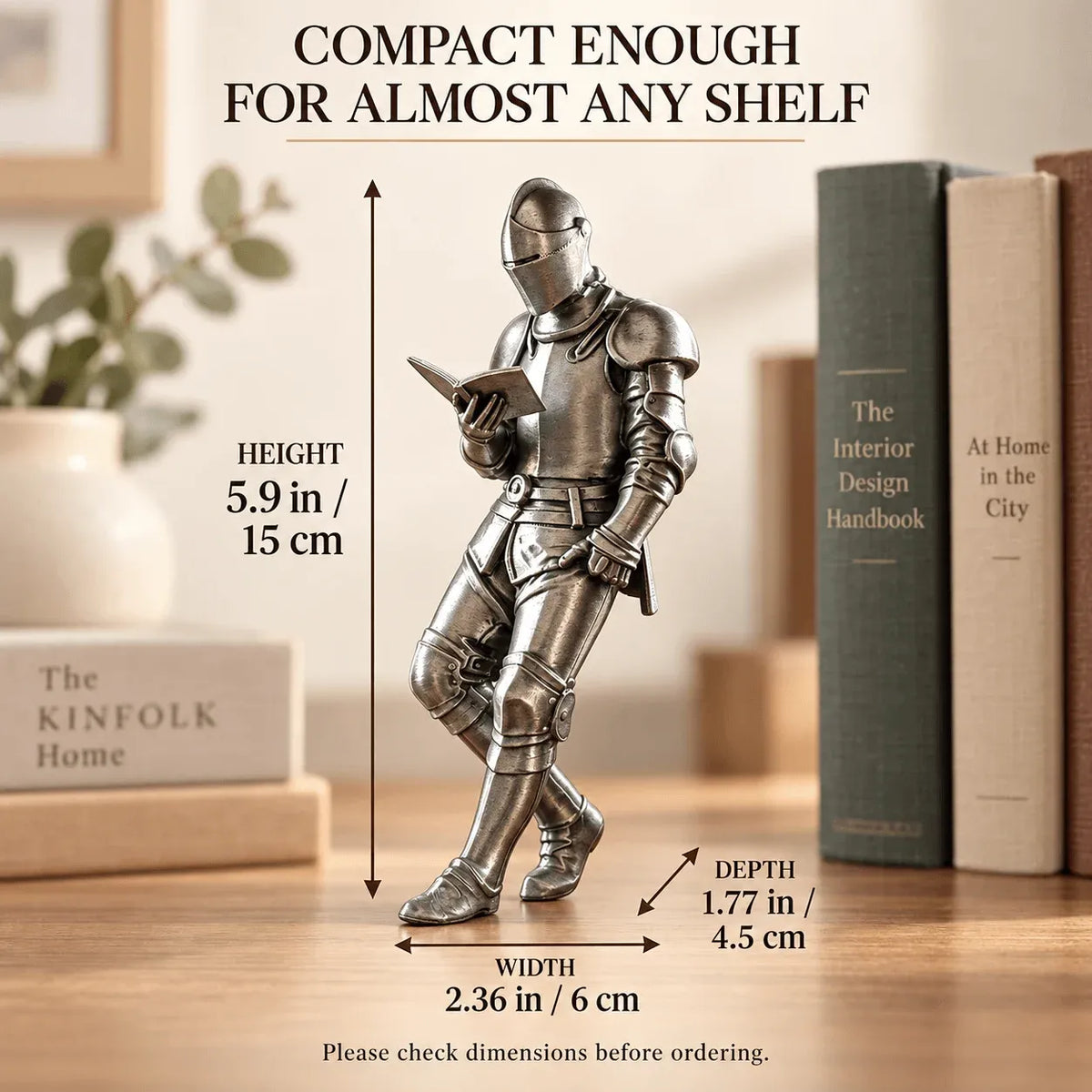 ⚔️📖 Reading Knight Bookshelf Statue | Medieval Fantasy Bookend Décor