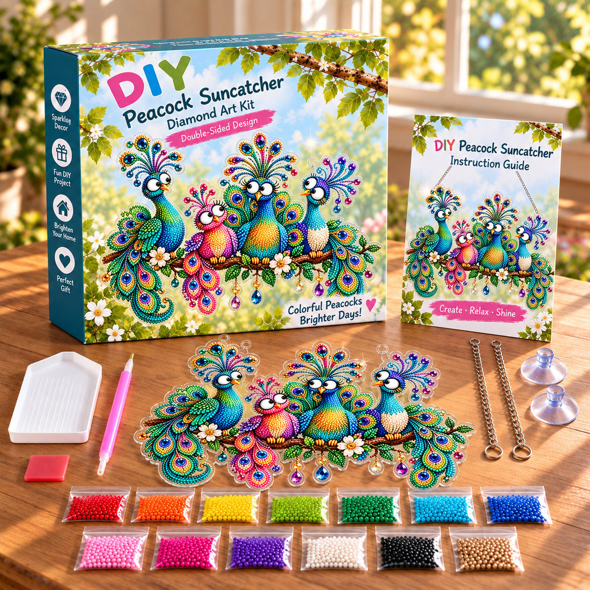 🐦✨ Sunny Birds Diamond Art Suncatcher DIY Kit