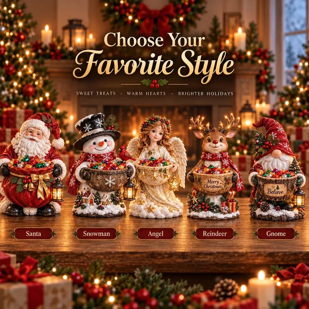 Five light-up Christmas treat holder designs displayed together