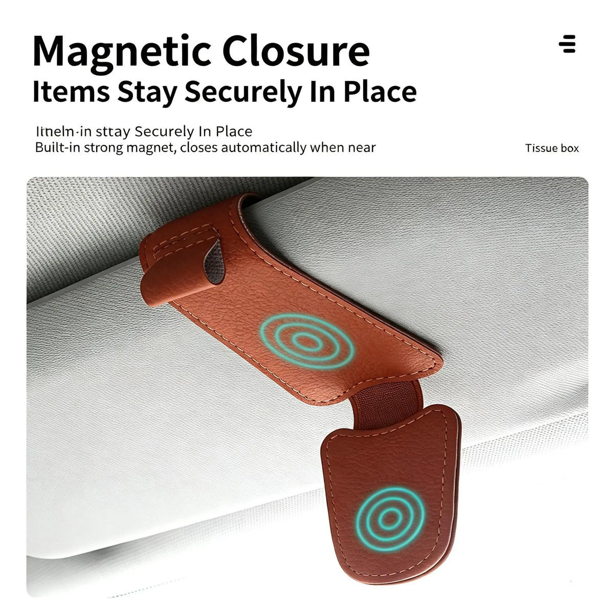 Magnetic Car Sun Visor Sunglasses Holder – Leather-Style Glasses Clip & Multi-Purpose Organizer