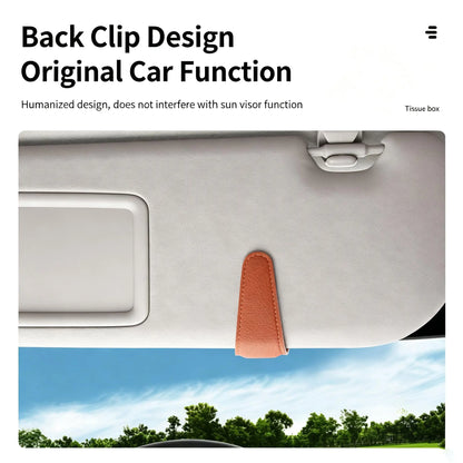 Magnetic Car Sun Visor Sunglasses Holder – Leather-Style Glasses Clip & Multi-Purpose Organizer