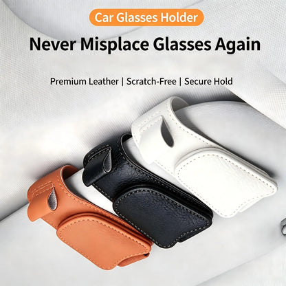 Magnetic Car Sun Visor Sunglasses Holder – Leather-Style Glasses Clip & Multi-Purpose Organizer