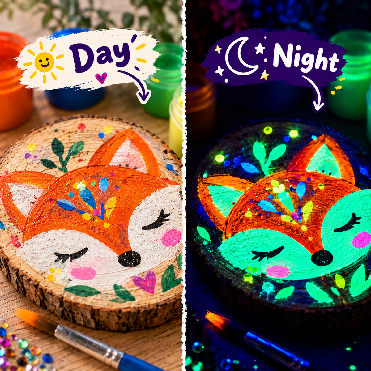Glow-in-the-Dark Wooden Craft Kit for Kids – DIY Christmas Ornaments Painting & Decorating Set