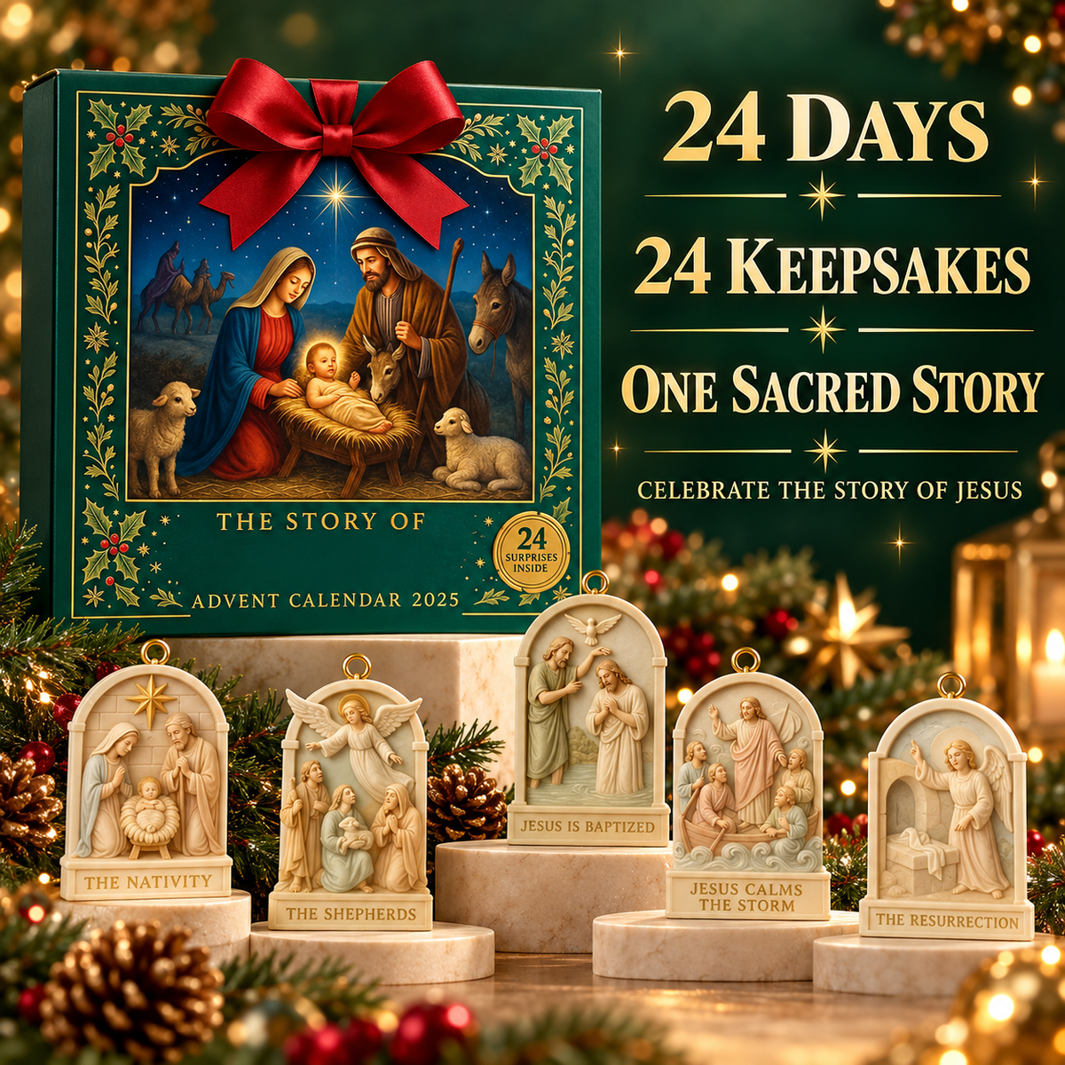 2026 Story of Jesus – 24 Days of Faith & Wonder Advent Calendar with 24 Unique Biblical Scene Miniatures, Christian Christmas Collectible Gift