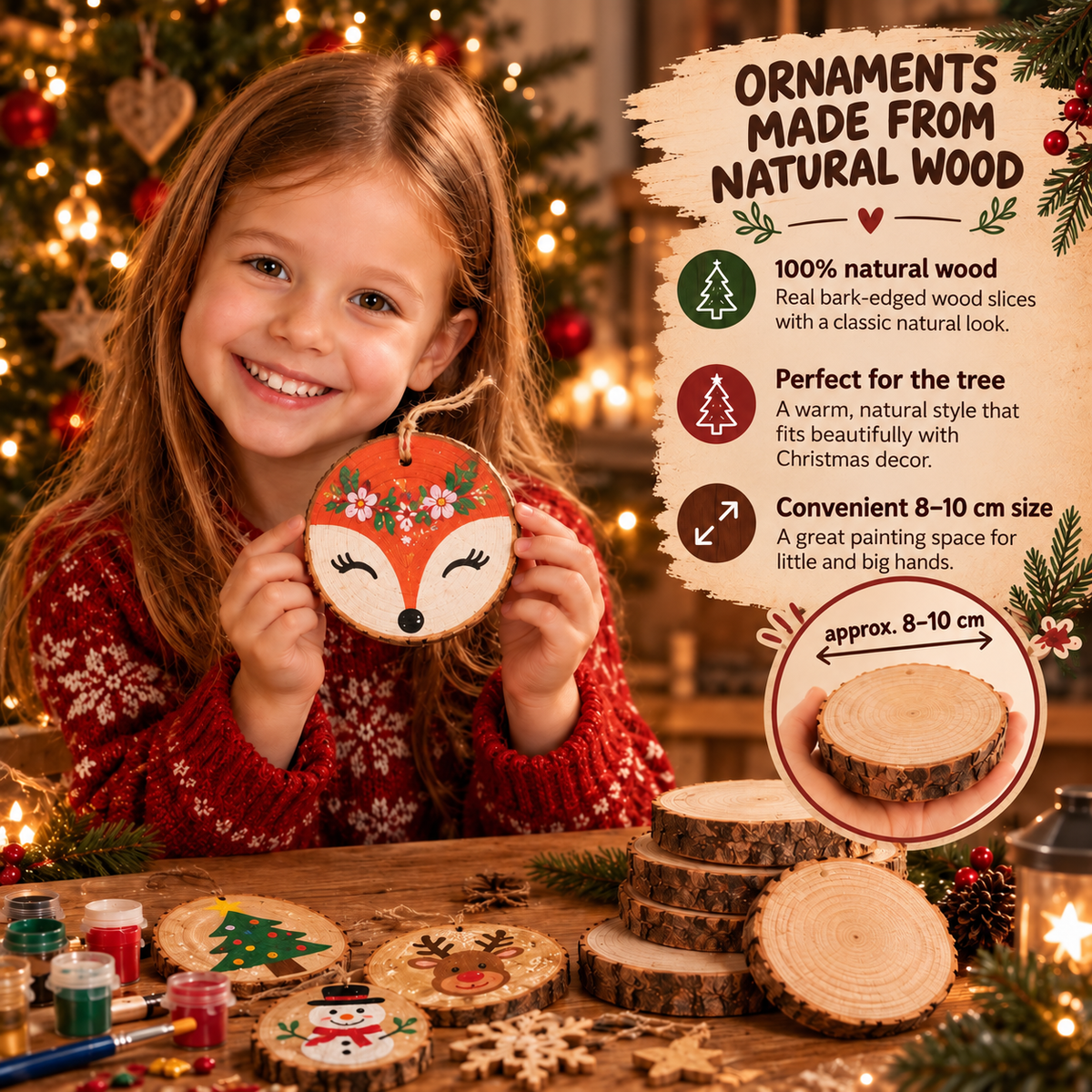Glow-in-the-Dark Wooden Craft Kit for Kids – DIY Christmas Ornaments Painting & Decorating Set