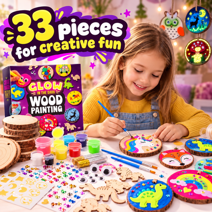Glow-in-the-Dark Wooden Craft Kit for Kids – DIY Christmas Ornaments Painting & Decorating Set
