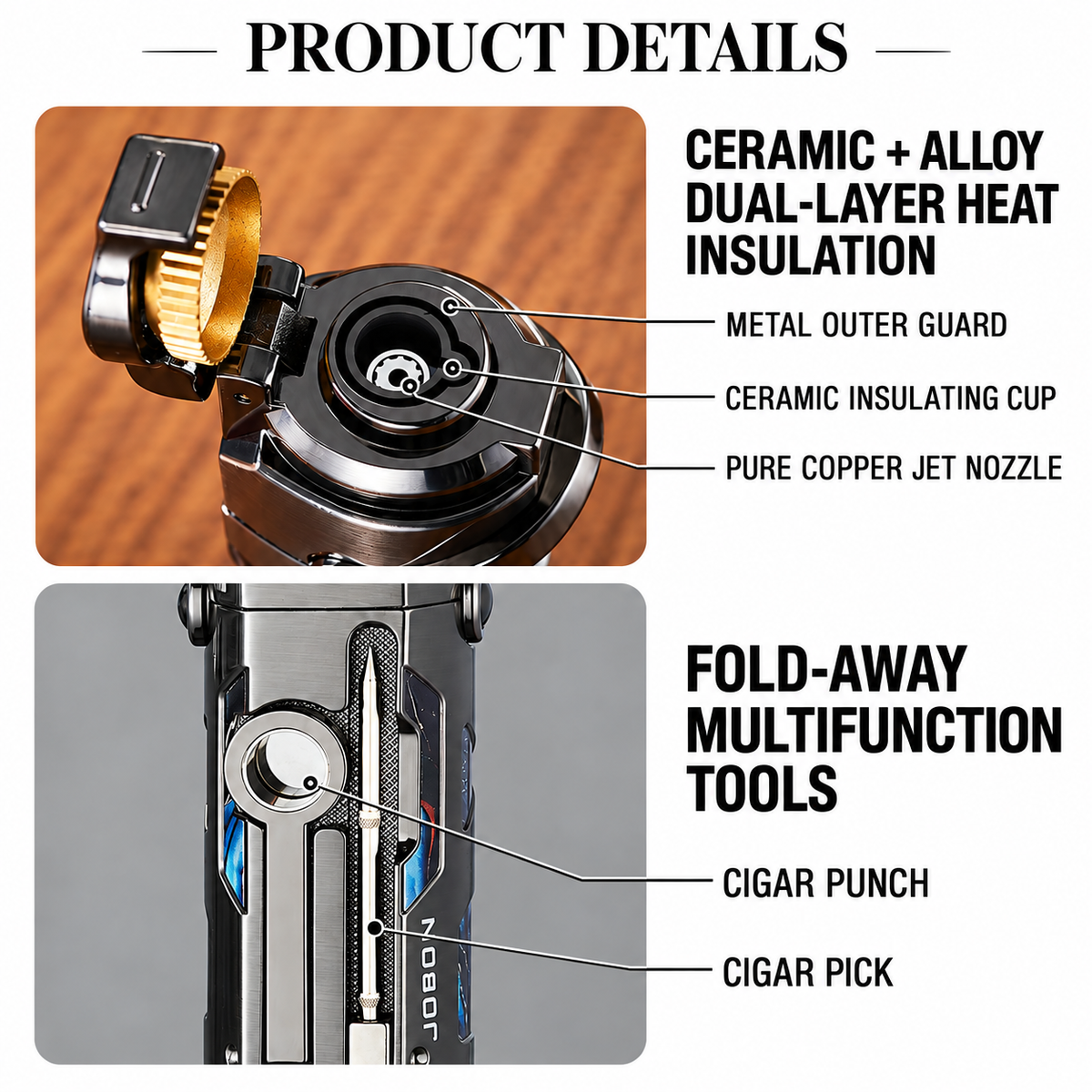 The Emberline 3-in-1 Jet Flame Cigar Lighter