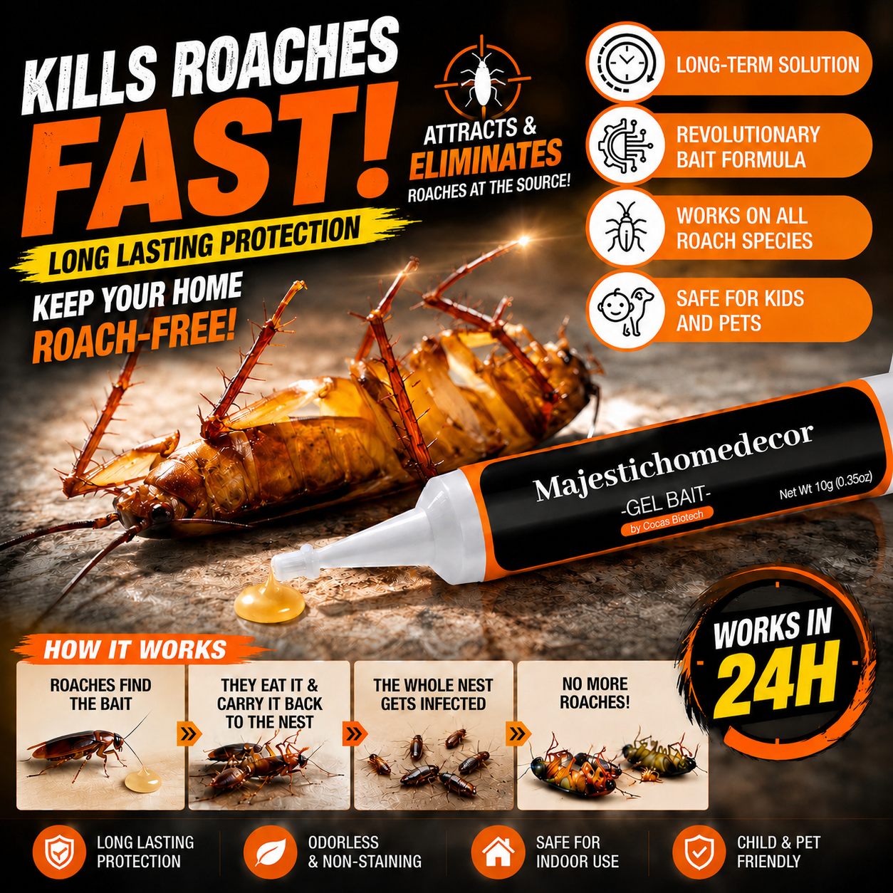 💥 [2026 Upgraded Formula] Professional Cockroach Gel Bait – Eliminates Entire Nest