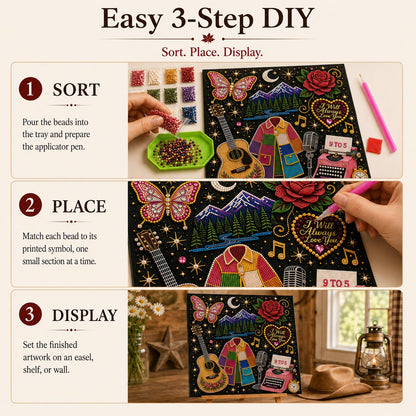 🎤 Premium 3D Pearl Dolly Country Music Tribute Art Kit | Luxury Flocked Canvas with Scratch-Resistant Non-Fading Acrylic Resin Pearls & Faceted Drills DIY Keepsake Decor 💎✨