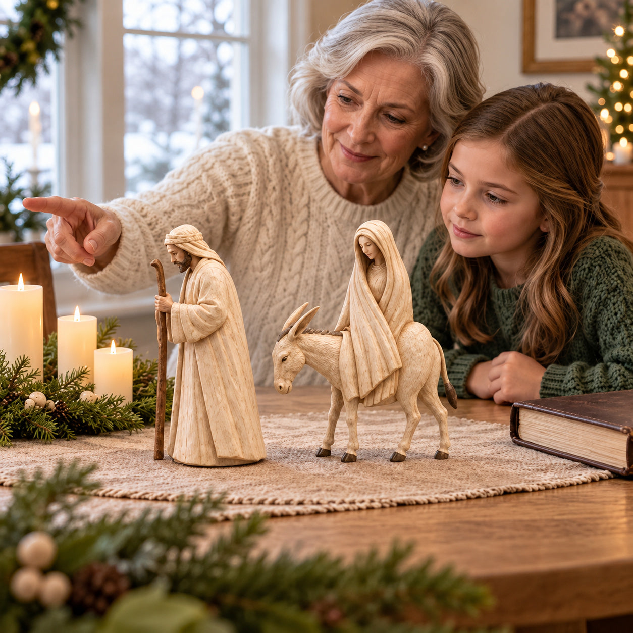 Nativity set Christmas gift display