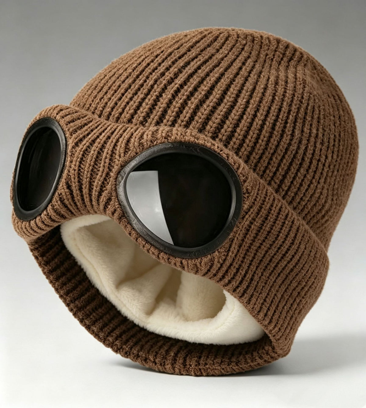 🌬️ Windproof Winter Beanie With Goggles, Warm Knit Hat for Outdoors