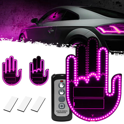 DIBMS Remote Control LED Car Gesture Light – Rechargeable Finger Hand Sign for Rear Window