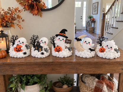 Whimsical Halloween Ghost Decor – Cute Staircase & Tabletop Display