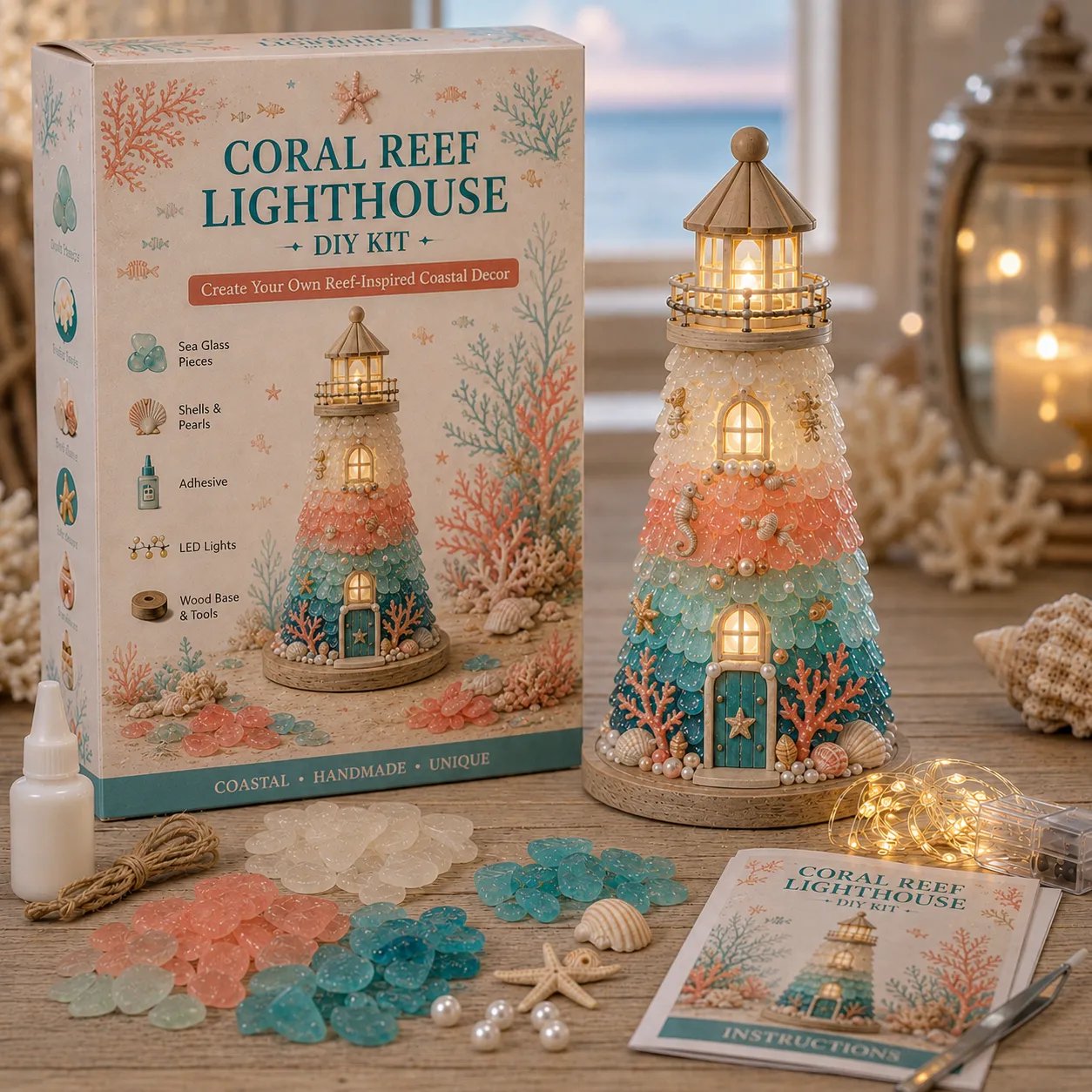 ⏳ Last Day 49% OFF – 🌊 Beginner-Friendly DIY Lighted Sea Glass💕